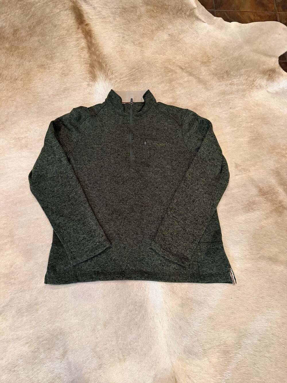 Woolrich Men's Green Heathered Quarter-Zip Pullover Sweater Size Large